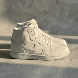 triple white high top sneakers