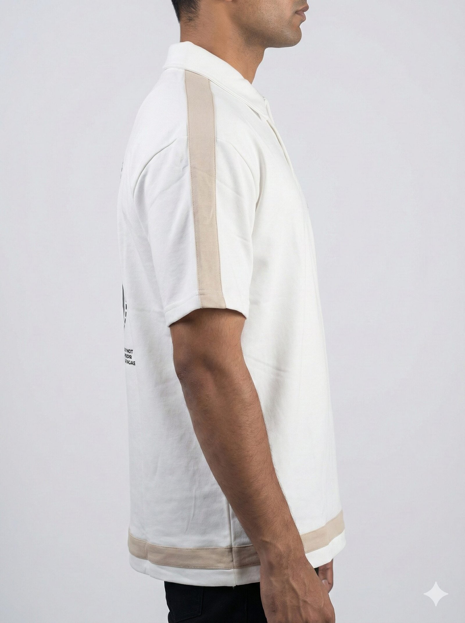 men's 'wise 9' graphic polo t shirt white & beige edition
