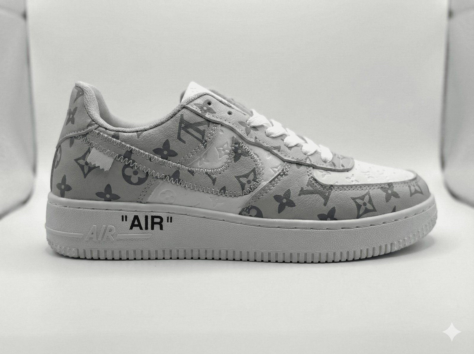 grey and white sneakers