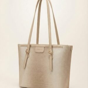 canarlisa & cr champagne beige textured tote bag