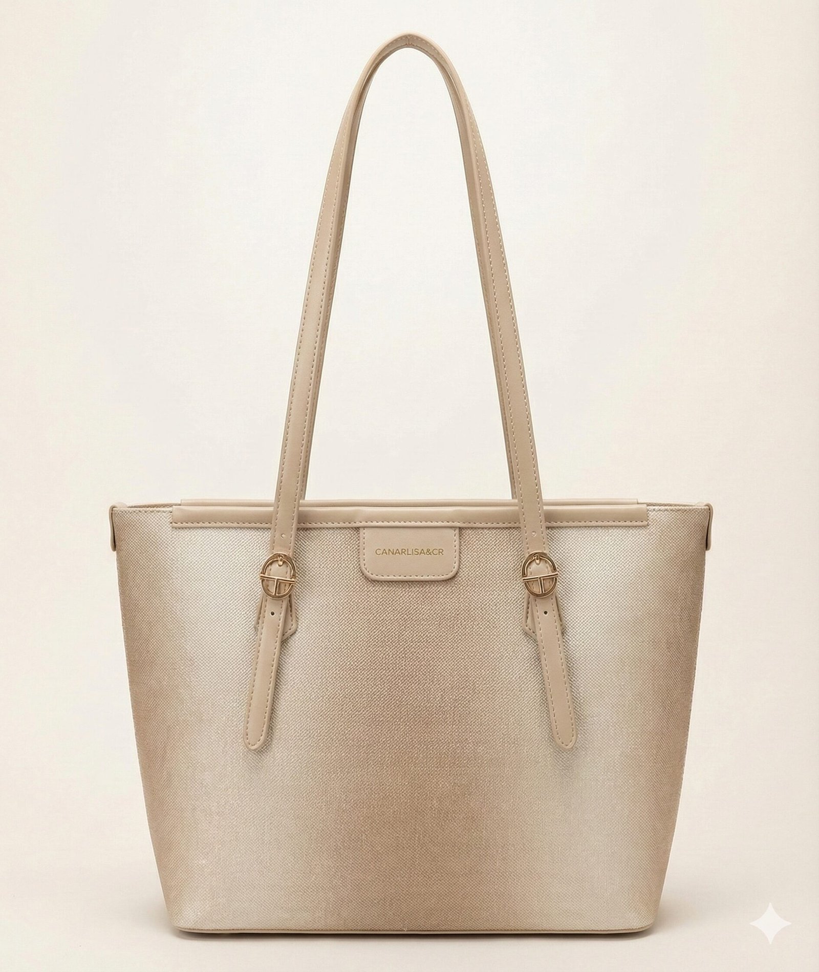 canarlisa & cr champagne beige textured tote bag