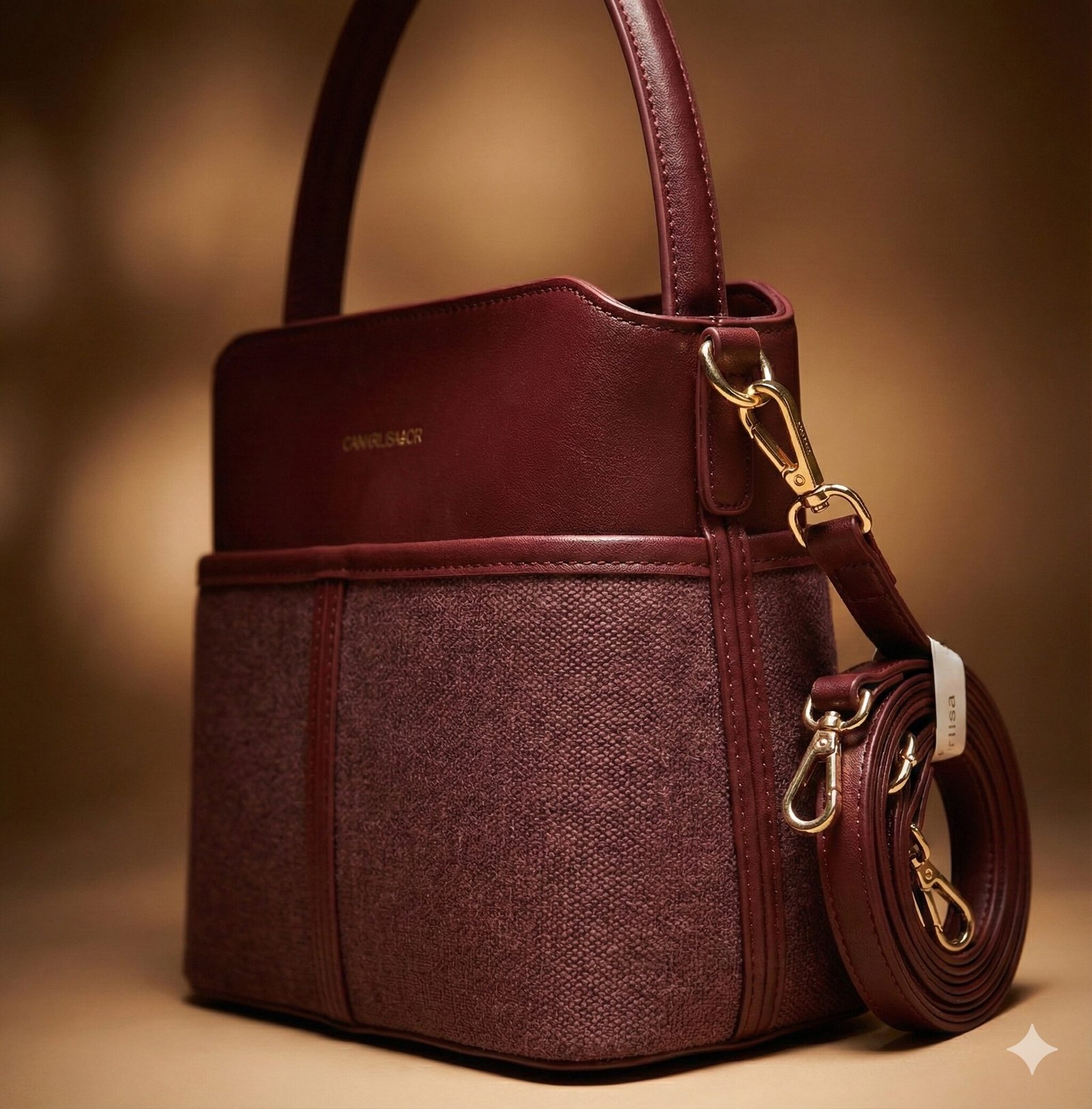 the two tone textured satchel – deep burgundy