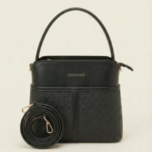 the two tone textured satchel – classic black