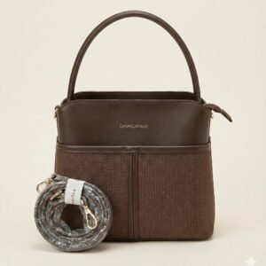 the two tone textured satchel – espresso brown