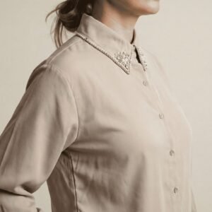 the embellished pearl collar shirt