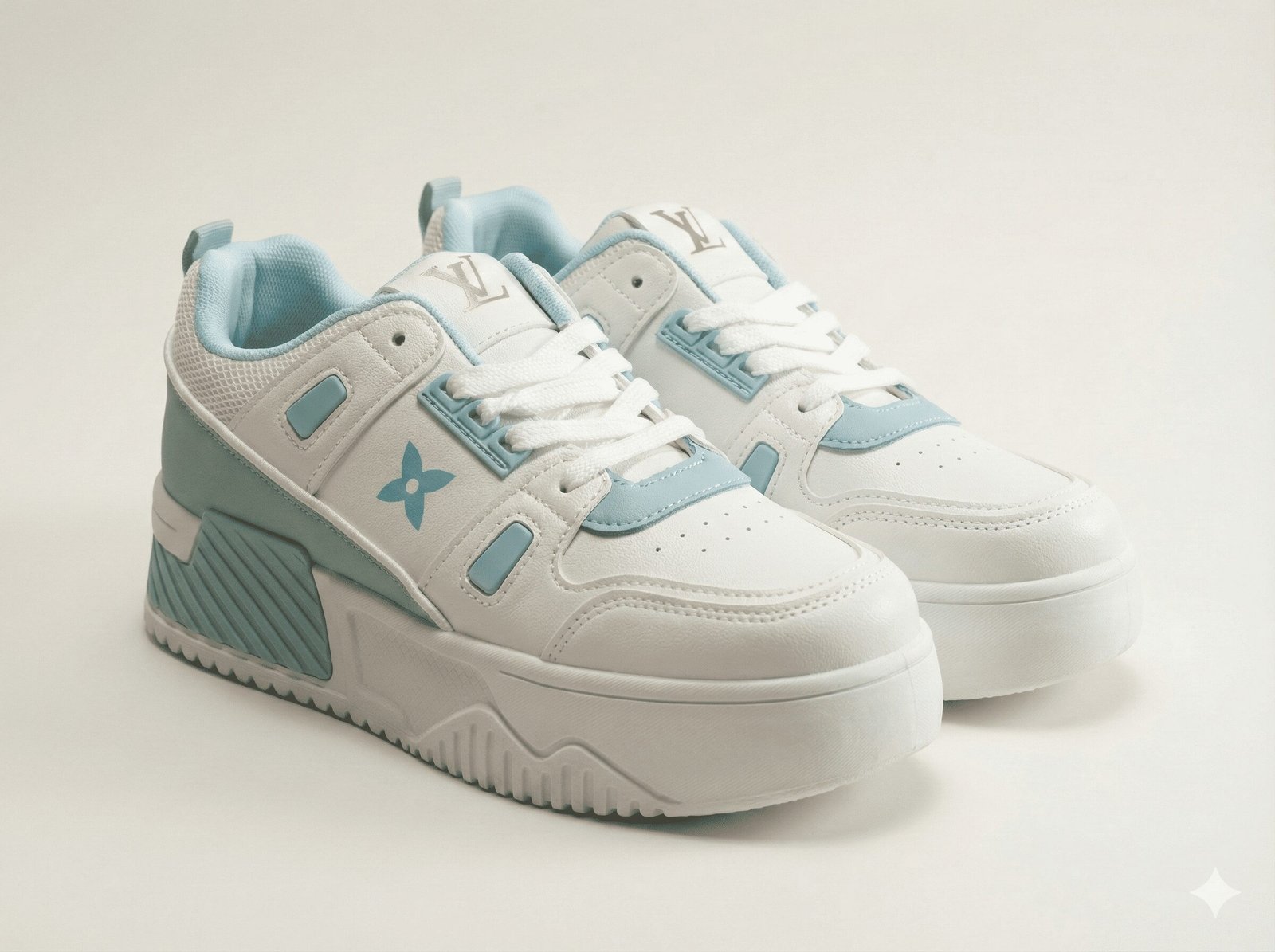 sky blue block platform sneakers
