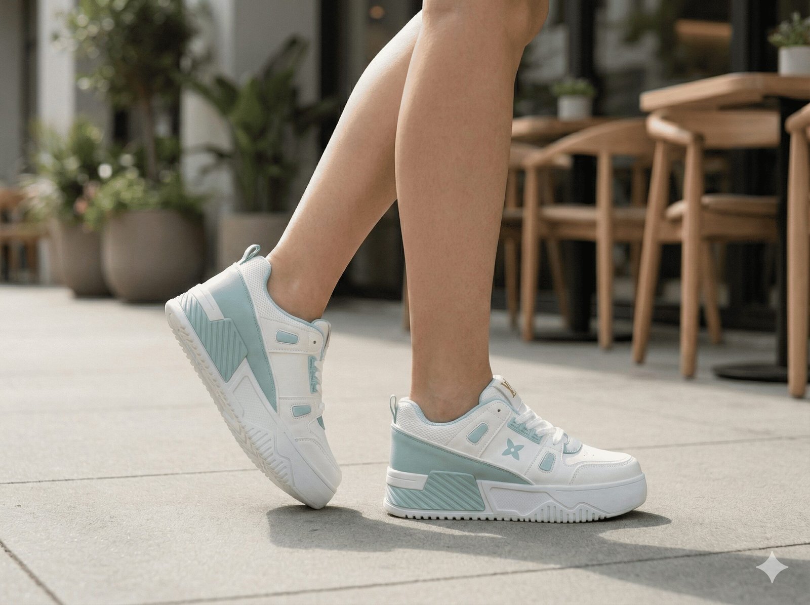 sky blue block platform sneakers