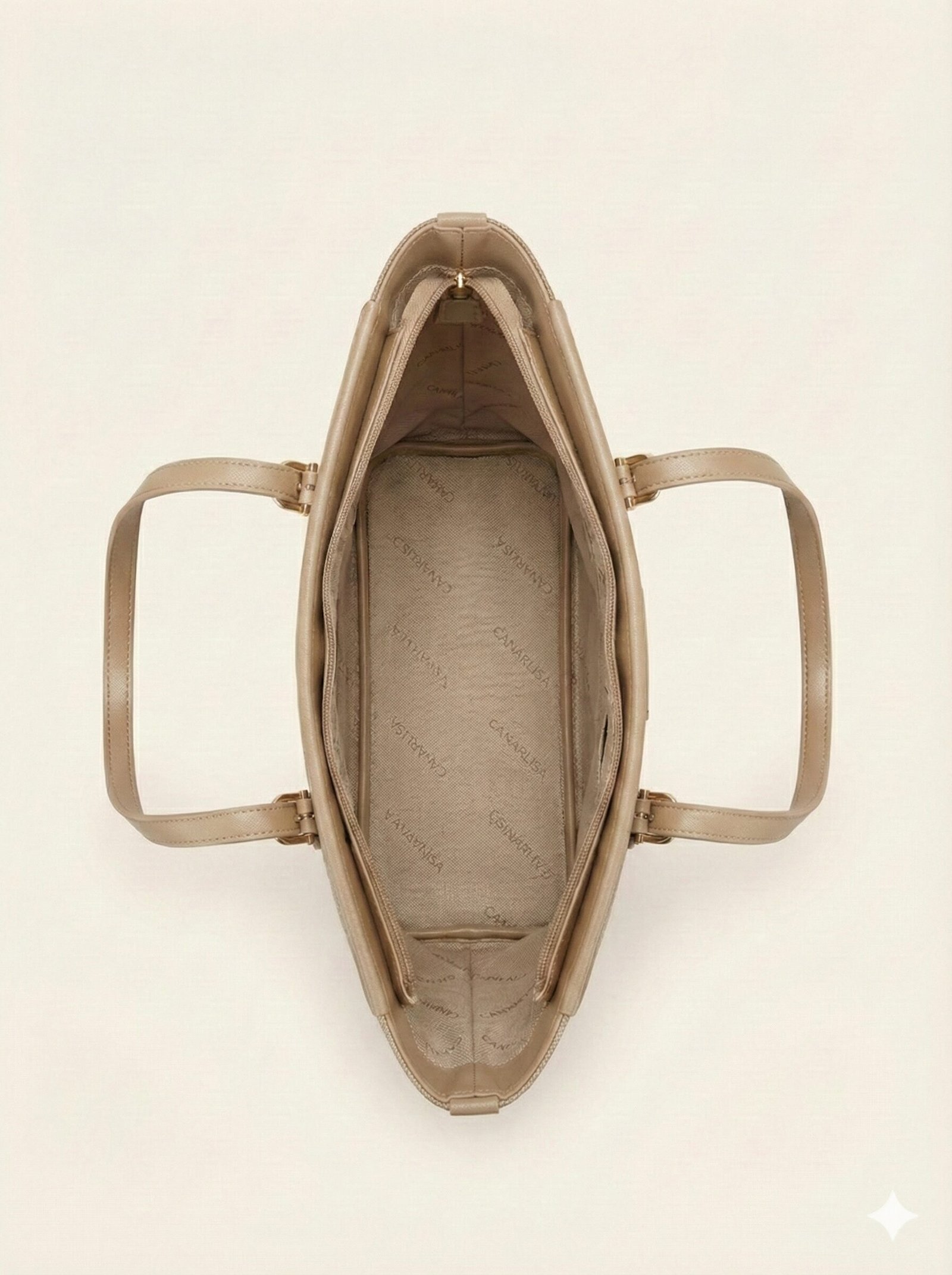 canarlisa & cr champagne beige textured tote bag