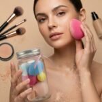 6 piece multi shape makeup sponge jar set