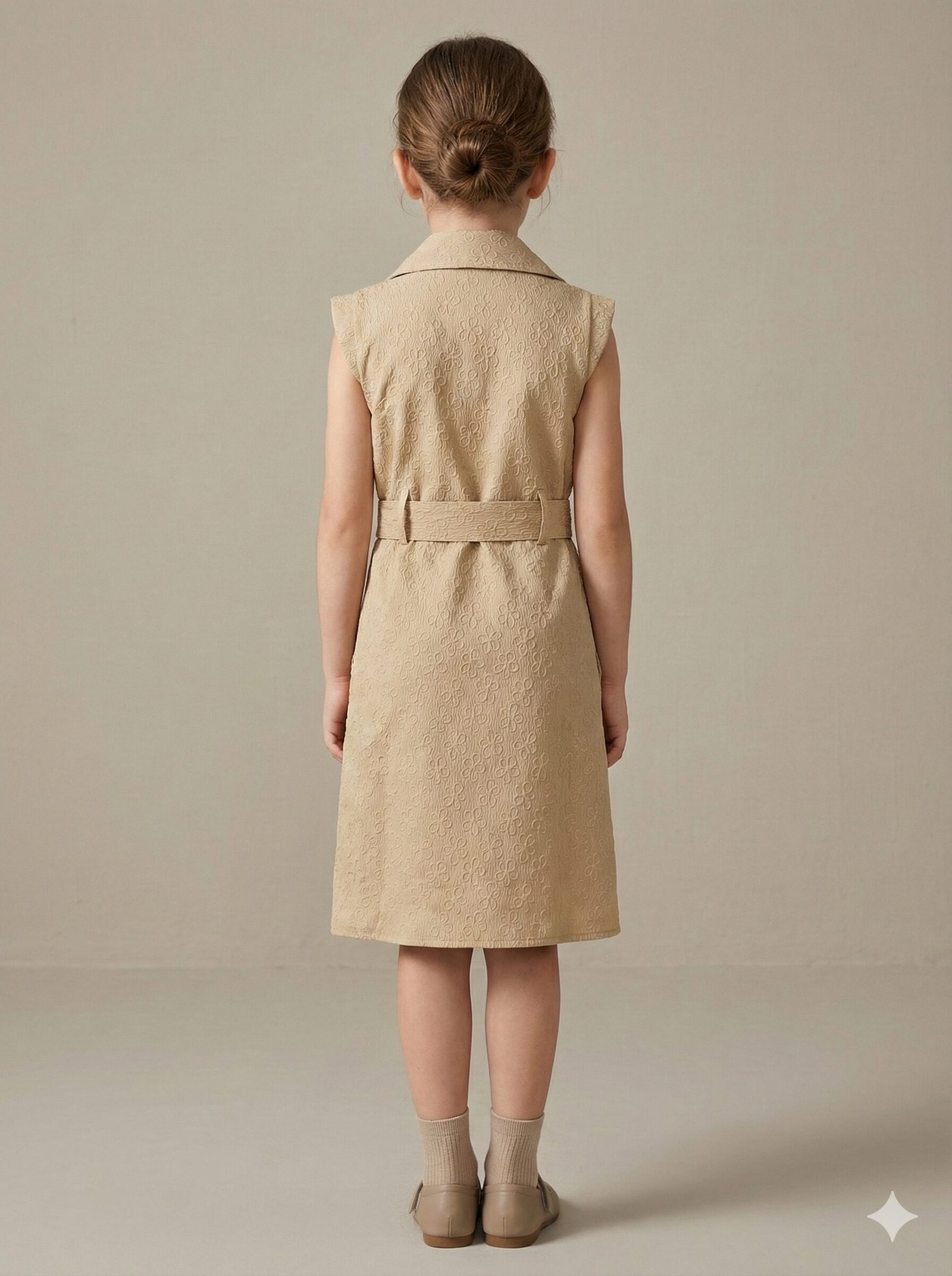 classic heritage sleeveless trench dress – beige jacquard
