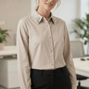 the embellished diamond collar shirt