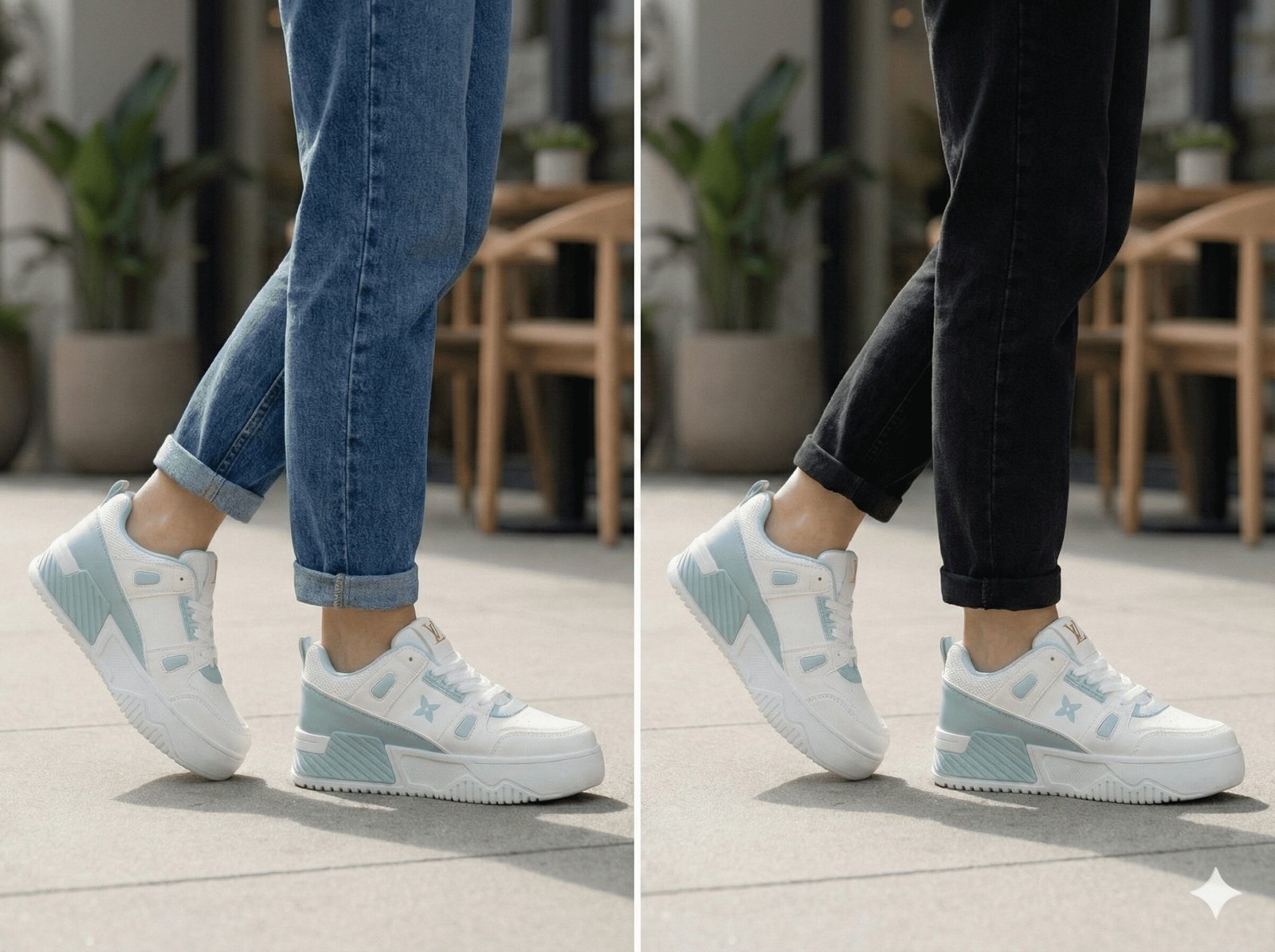 sky blue block platform sneakers