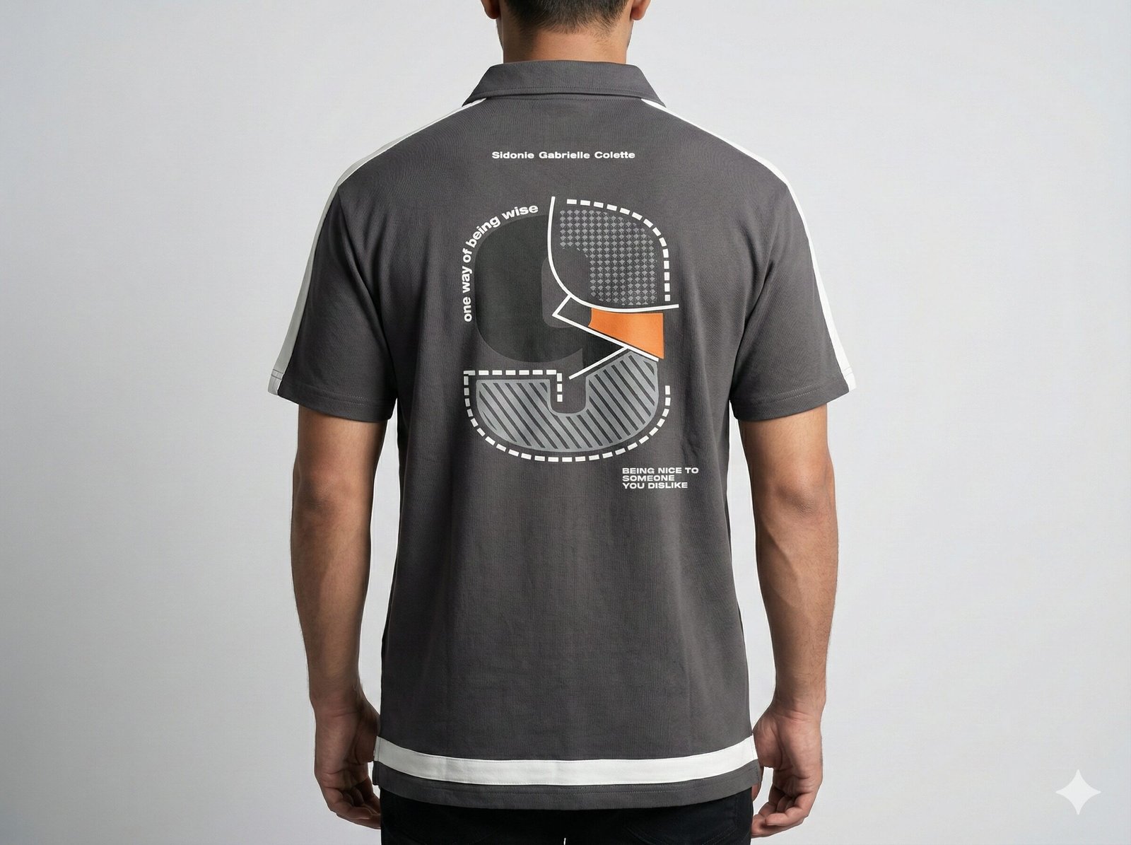 s edge graphic polo t shirt grey