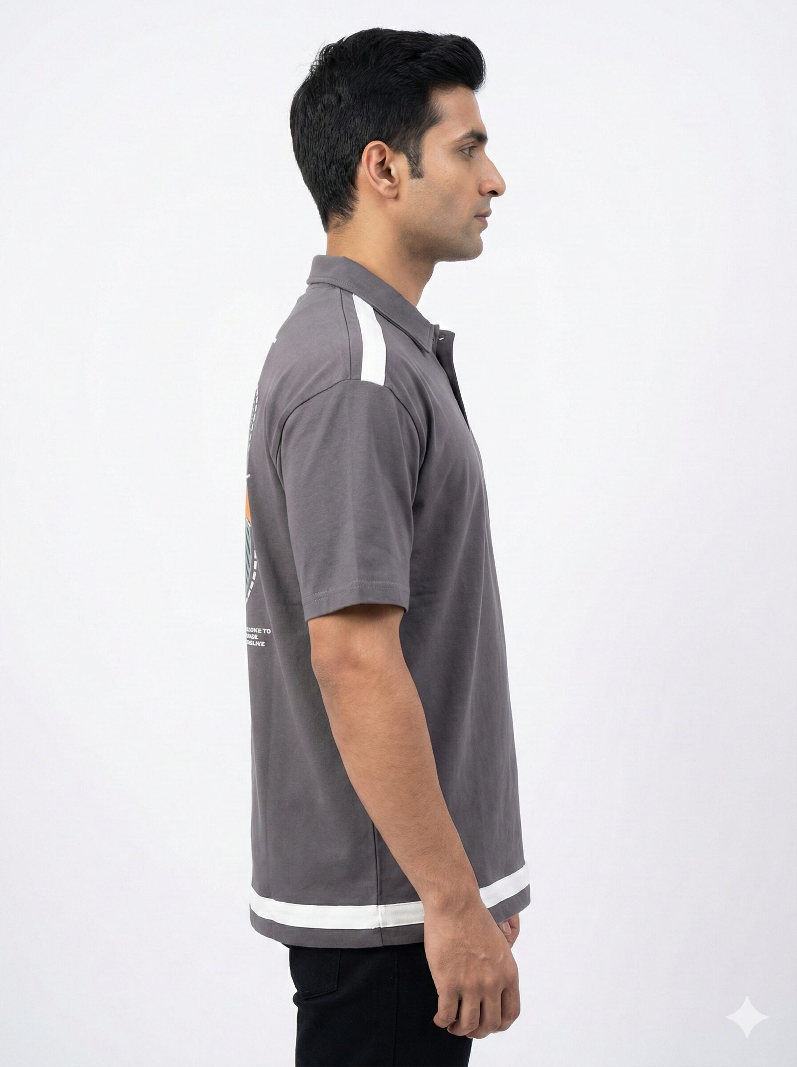 s edge graphic polo t shirt grey